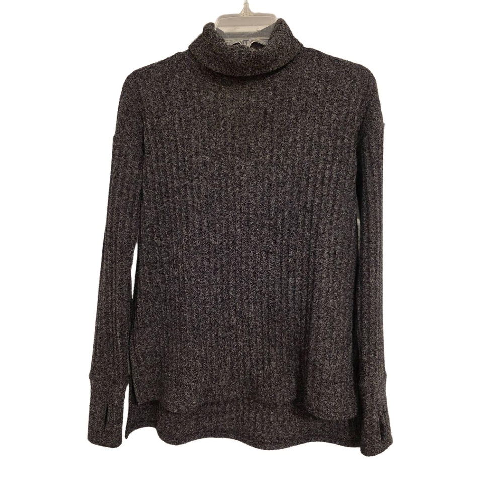 Athleta Gray‎ Ribbed Turtleneck Sweater Thumb Holes Size XXS